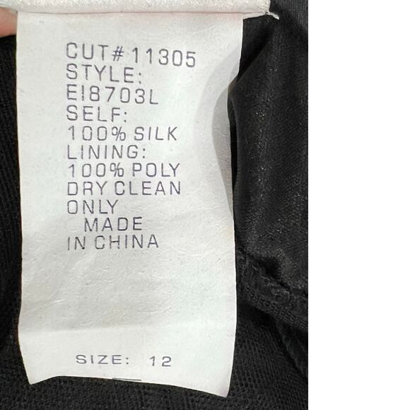 Tadashi Shoji Y2K Halter Dress 12 Black Silk Tiered Layer Cocktail Gown Romantic - Picture 15 of 16